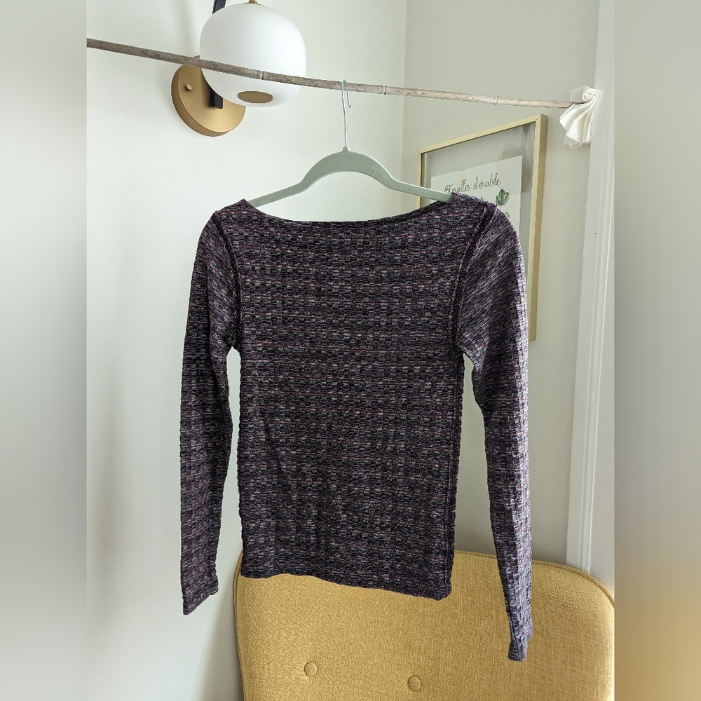 Like New Free People Sweater Long Sleeve Boat Neck Knit Stretch Textured XS